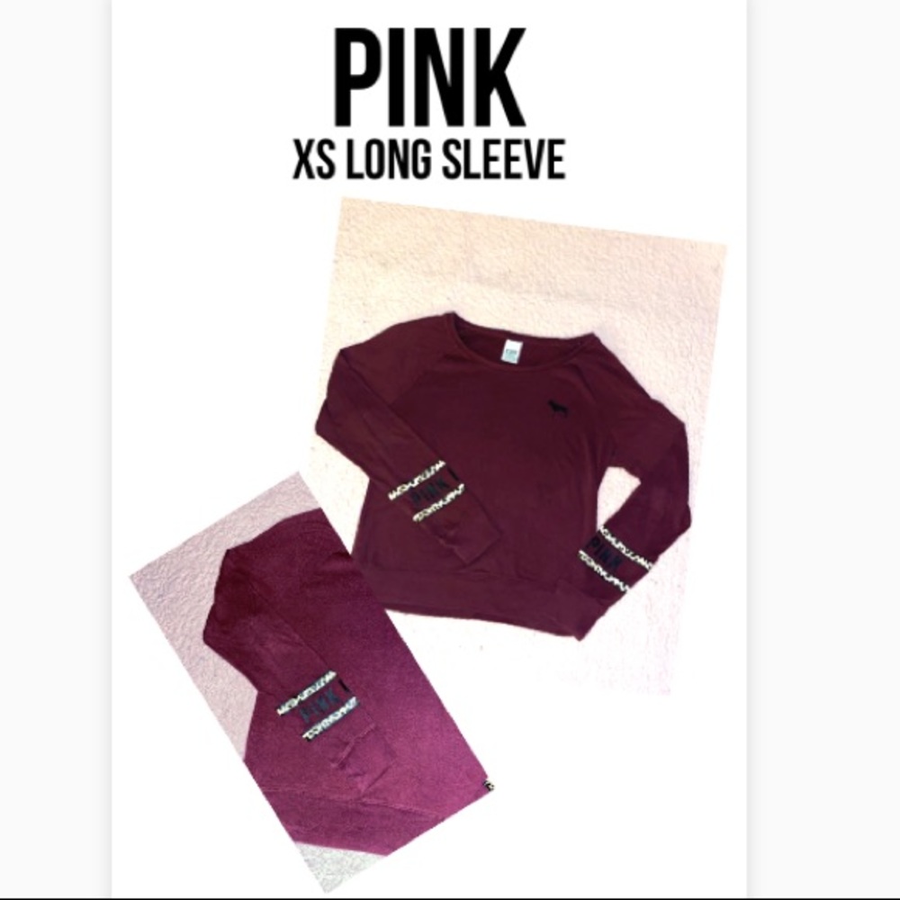 PINK XS Long Sleeve Burgandy Shirt